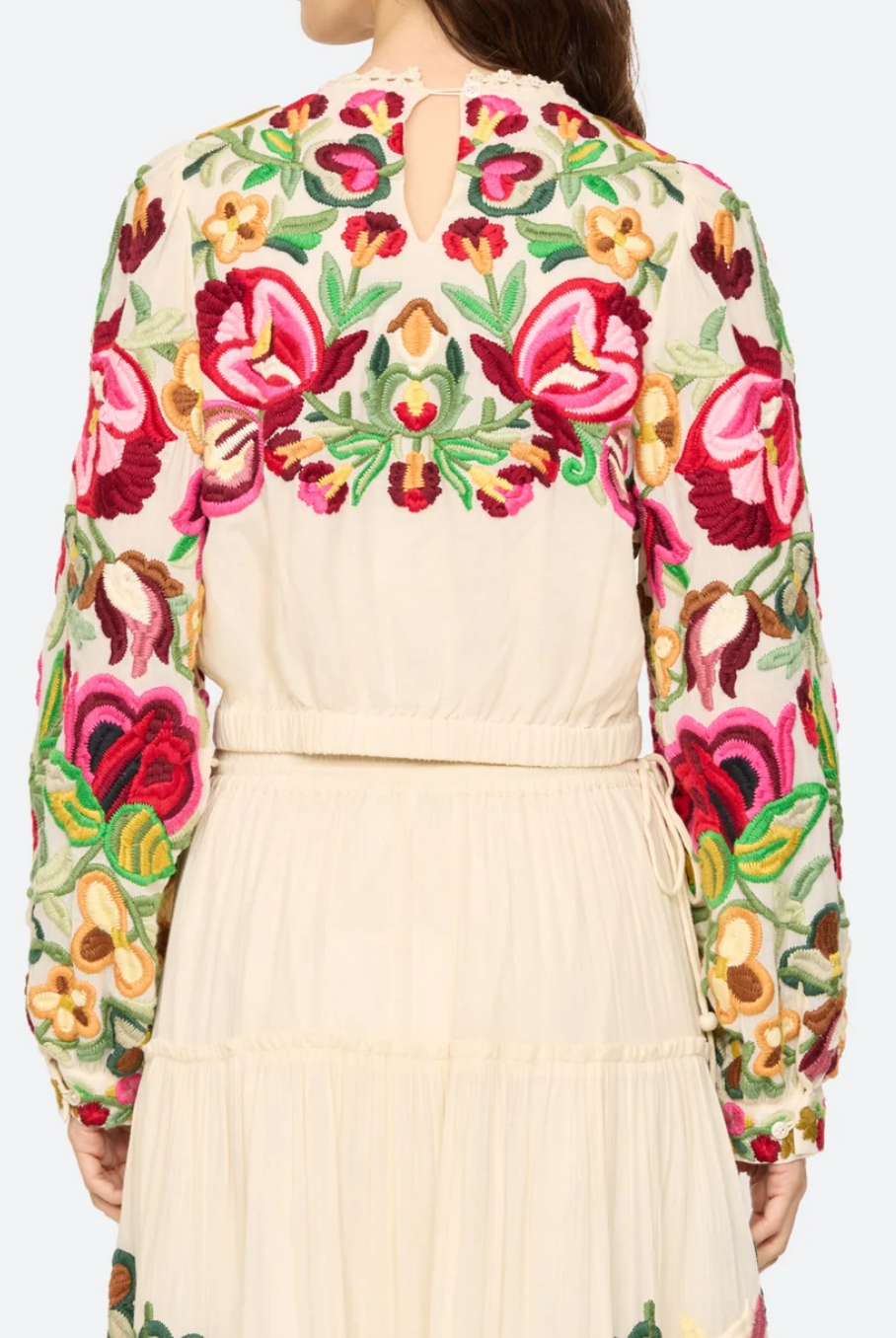 Wilhelmina Embroidered Long Sleeve Top