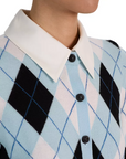 Dollie Argyle Cardigan with Woven Collar and Cuffs