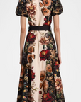 Henrietta Fitted Full Flare Midi Dress w Belt