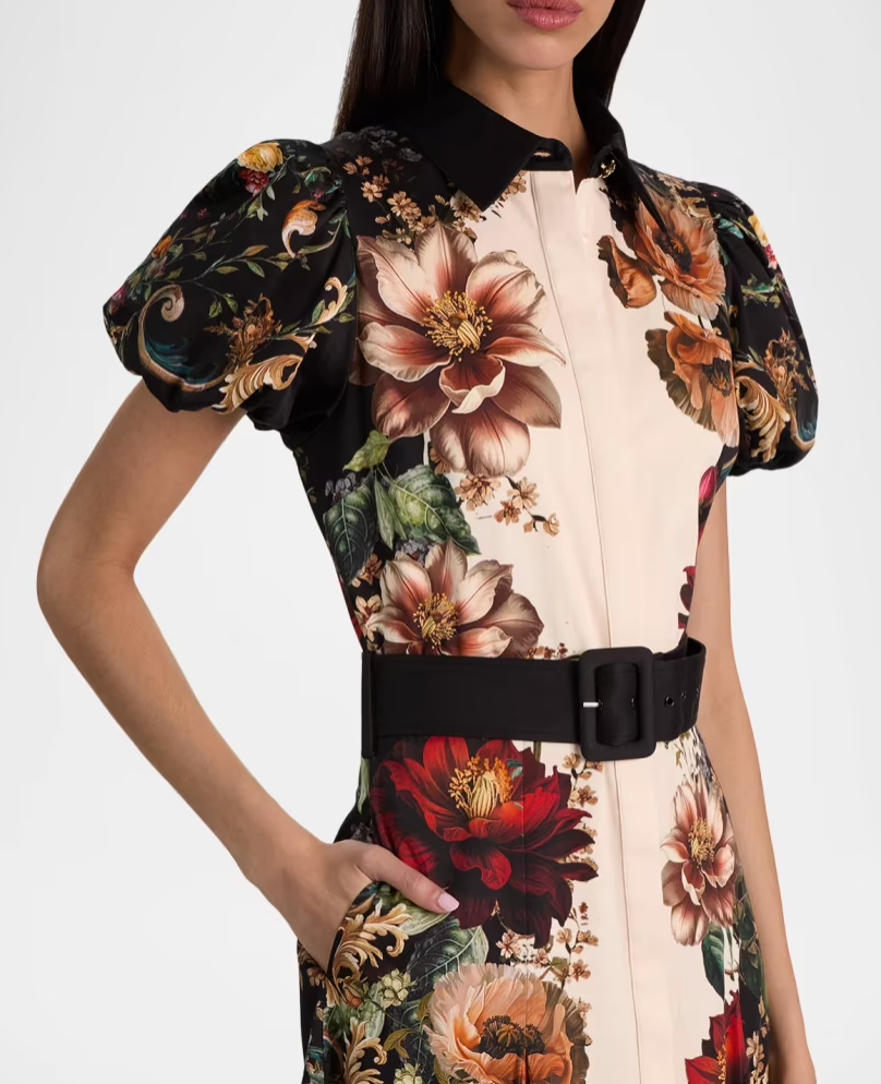 Henrietta Fitted Full Flare Midi Dress w Belt