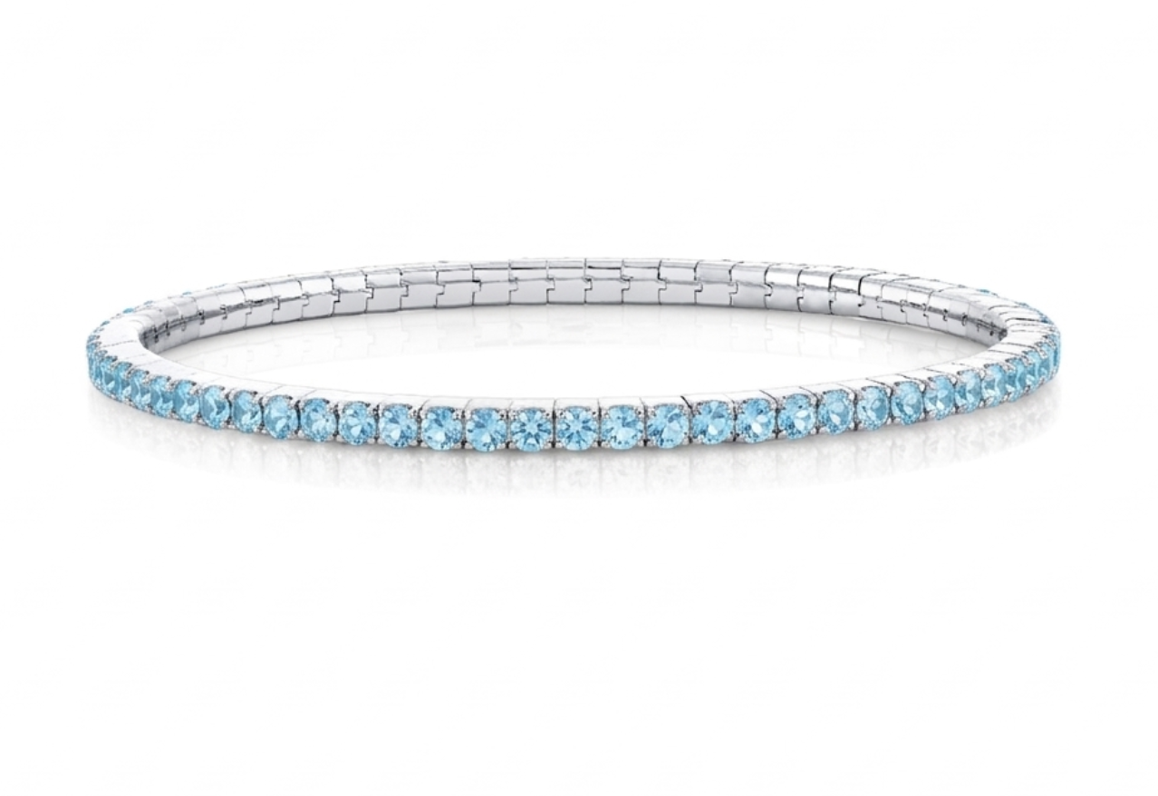 Sterling Silver Swiss Blue Topaz Stretch Bracelet