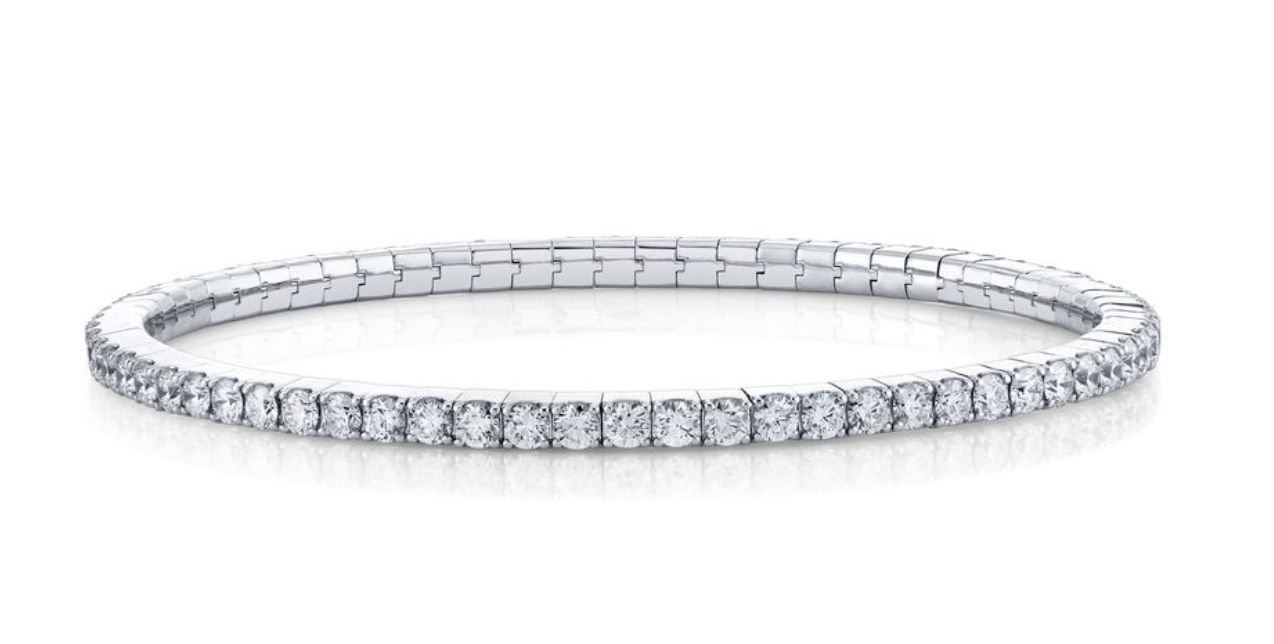 Sterling Silver White Topaz Stretch Bracelet