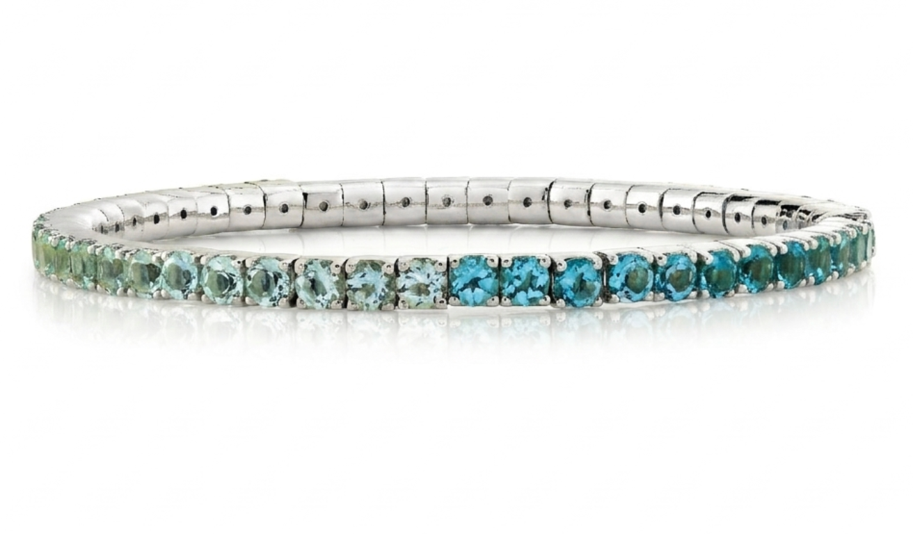 Sterling Silver Sky and Swiss Blue Topaz Stretch Bracelet