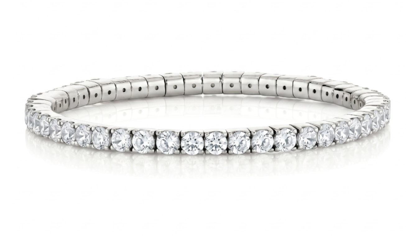 Sterling Silver 3.5MM White Topaz Stretch Bracelet