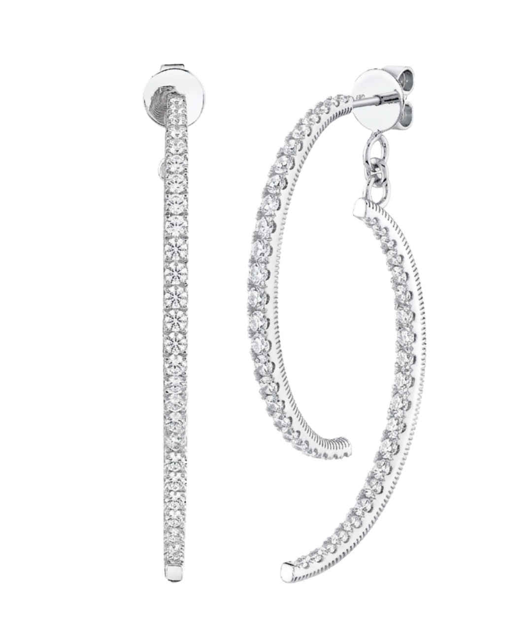 Sterling Silver Silver White Topaz Half Moon Earrings