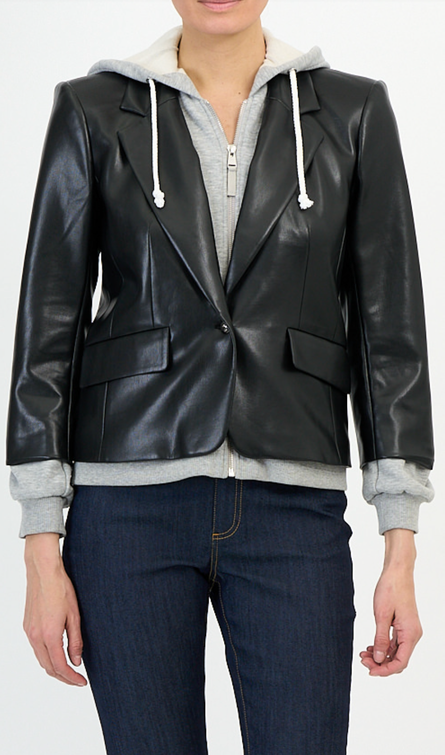 Vegan Leather Zip Up Le Petit Khloe Blazer