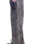 Acid Wash Embellished Boyfriend Trousers