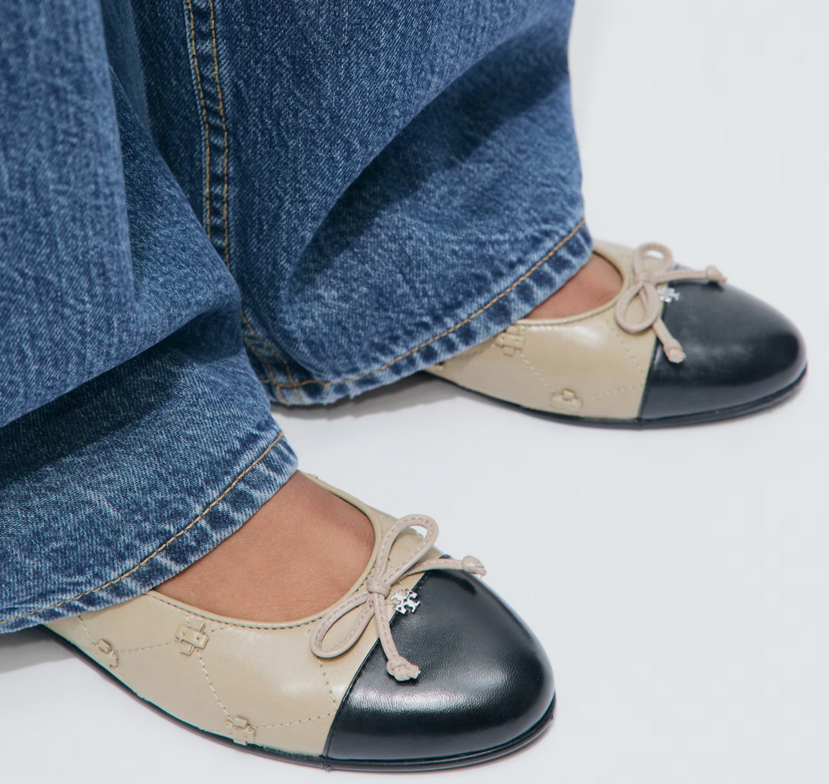 Cap-Toe Bunny Knot Ballet Flat