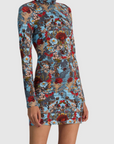 Delora Long Sleeve Fitted Folded Turtleneck Mini Dress