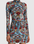 Delora Long Sleeve Fitted Folded Turtleneck Mini Dress