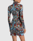 Delora Long Sleeve Fitted Folded Turtleneck Mini Dress
