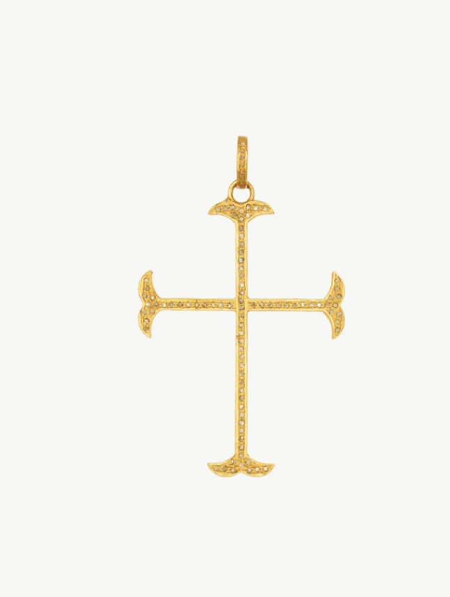 Large Thin Fishtail Cross Pendant
