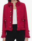Red Frayed Knit Jacket