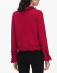 Red Frayed Knit Jacket