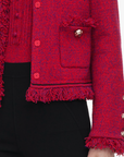 Red Frayed Knit Jacket