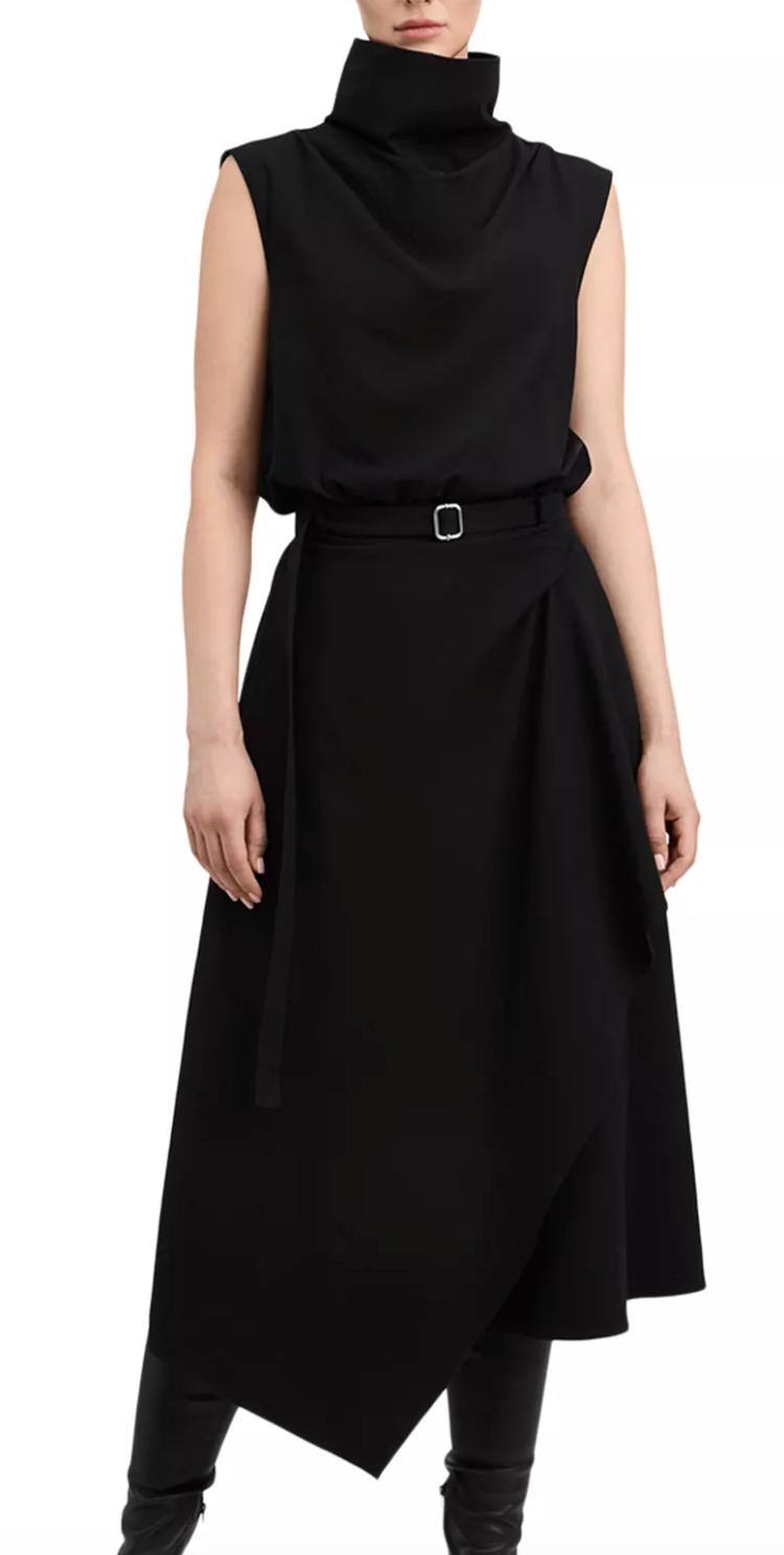 Debbie Creased Stretch Cotton Funnel Neck