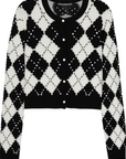 Carolee Embellished Argyle Cardigan