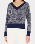 Ilaria Sequin V-Neck Sweater Top