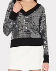 Ilaria Sequin V-Neck Sweater Top