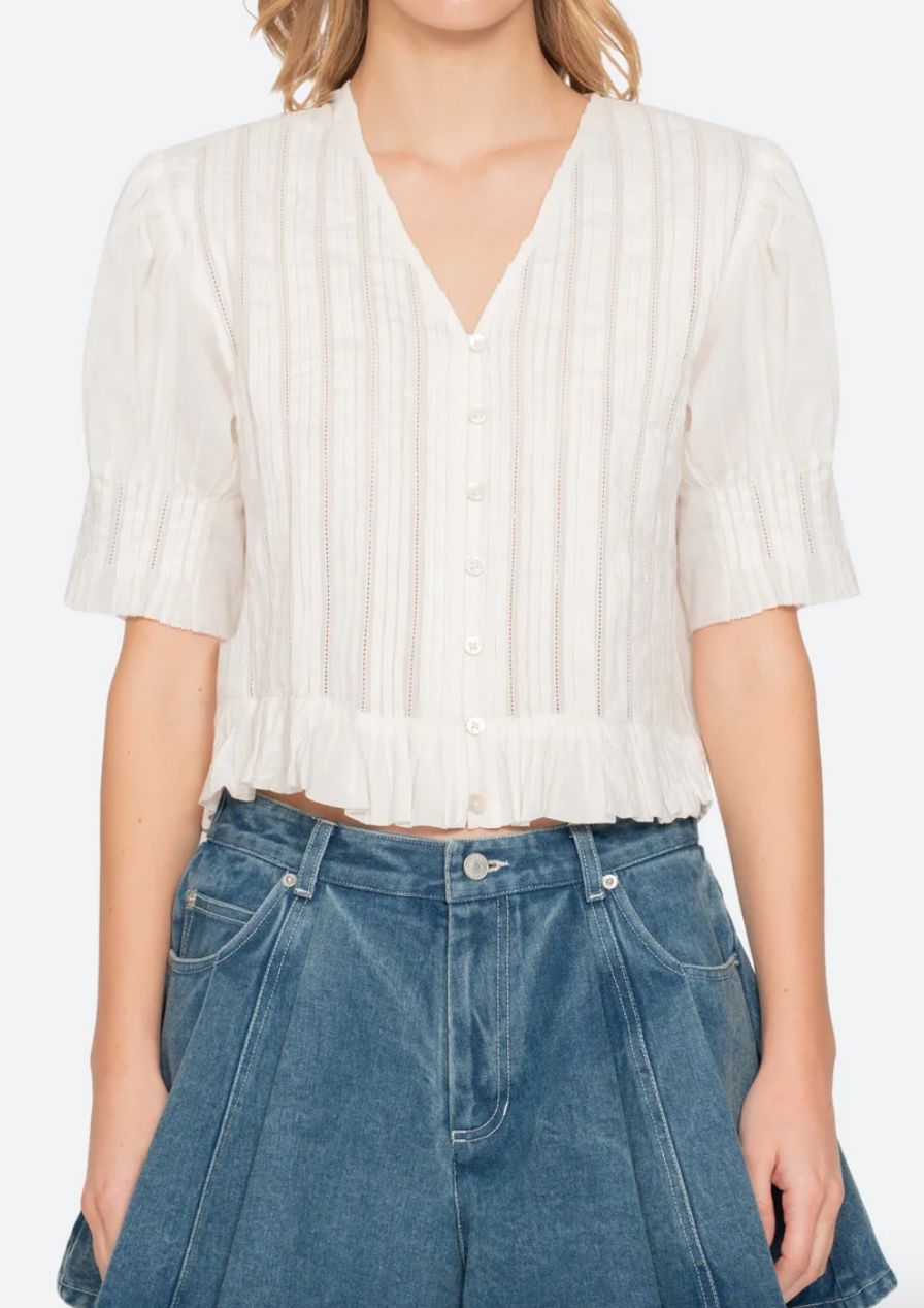 Alberte Solid Bubble Sleeve Blouse