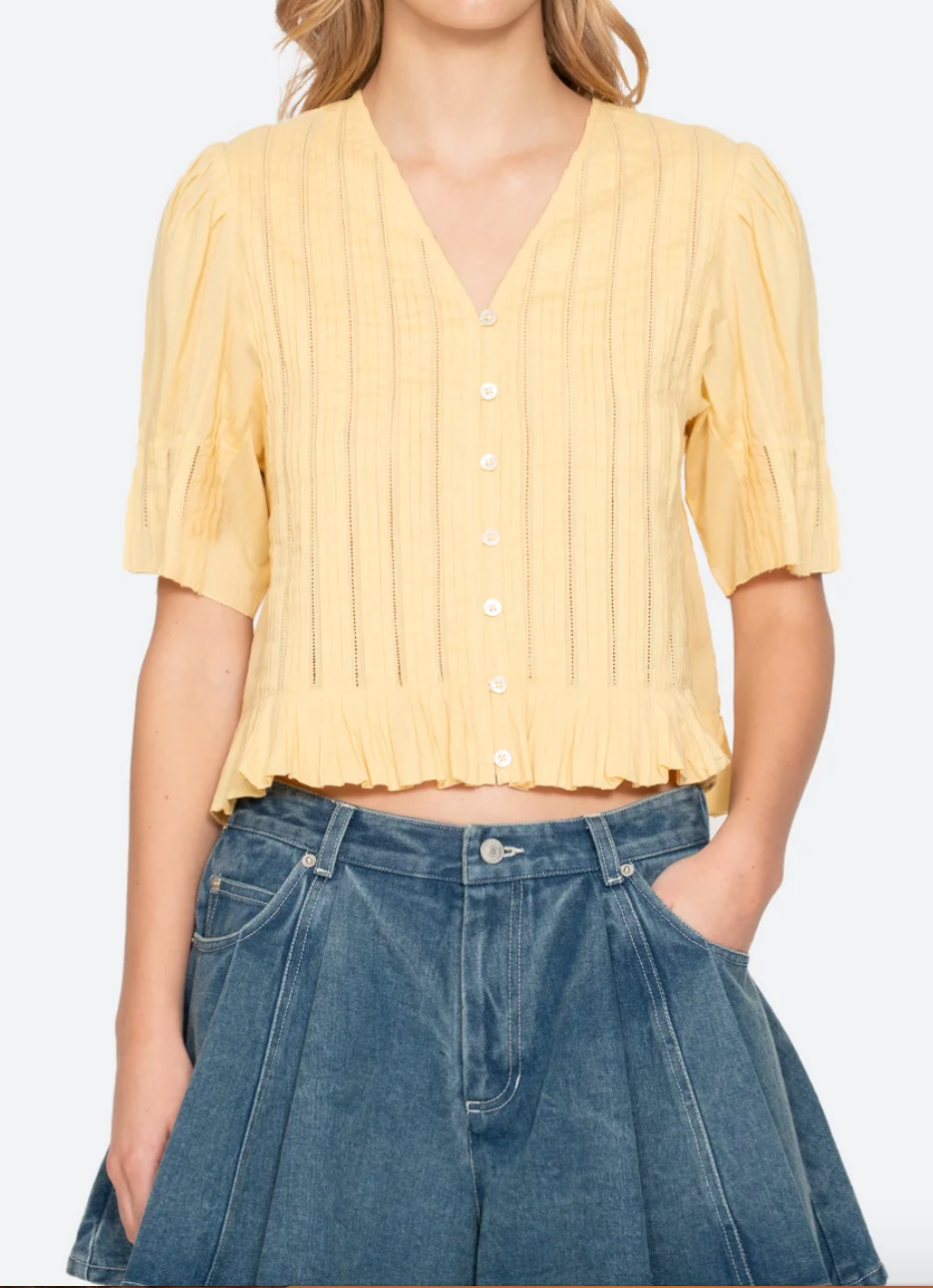 Alberte Solid Bubble Sleeve Blouse