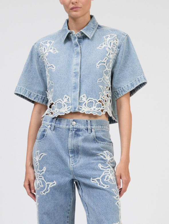 Albaine Embroidered Denim Shirt