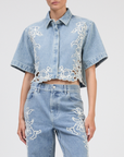 Albaine Embroidered Denim Shirt