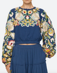 Wilhelmina Embroidered Long Sleeve Top