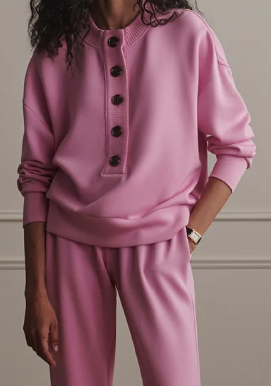 Reena Button Front Sweat