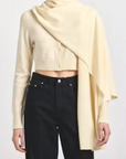 Tina Wool Cashmere Cardigan with Built in Scarf/Wrap