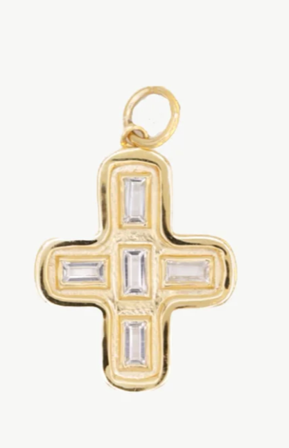 White Topaz Baguette Cross