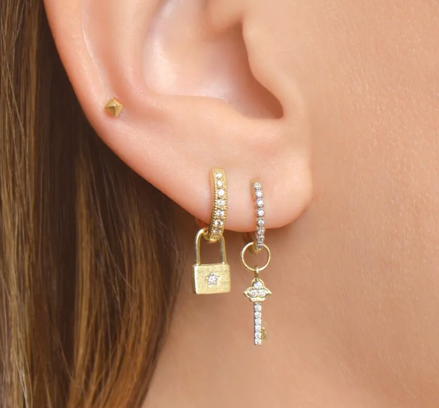 Petite Diamond Lock Earring Charm