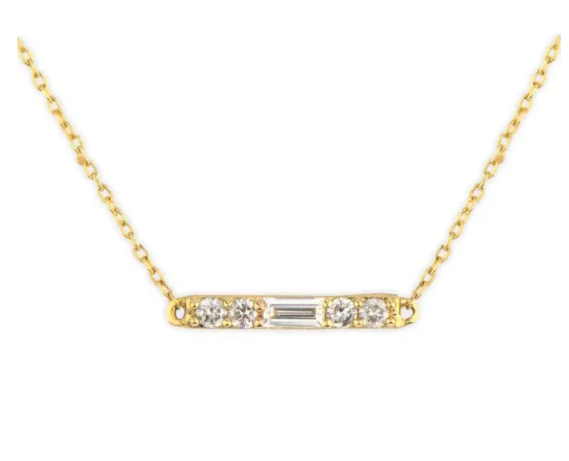 Poppy Petite Pendant Necklace W Baguette Diamonds