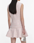 Pink Sequin Boucle Belted Mini Dress