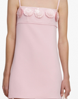 Pink Crepe 3D Sequin Flower Mini Dress