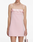 Pink Crepe 3D Sequin Flower Mini Dress