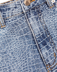 Rhinestone Croc Effect Denim Short