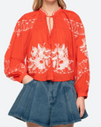 Serafina Embroidery Long Sleeve Blouse