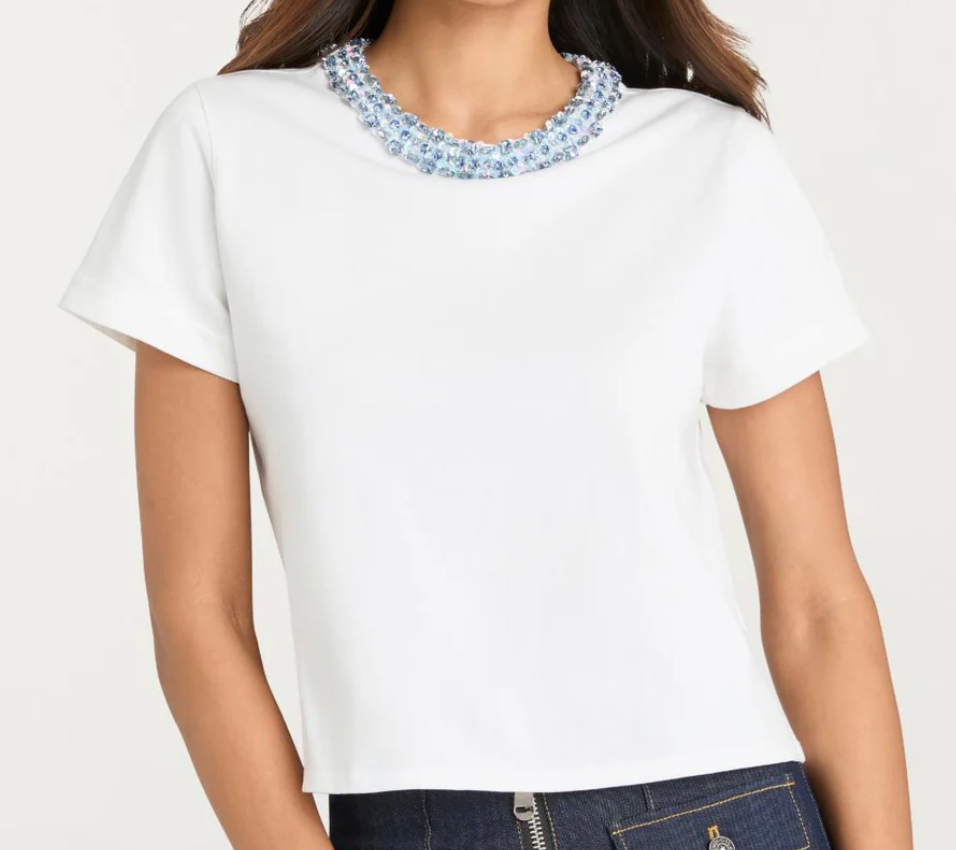 Rhinestone Border Shrunken Tee