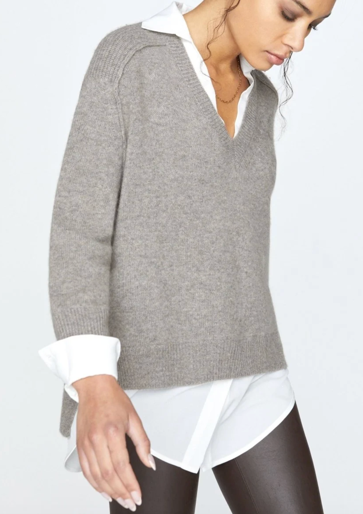 V-Neck Layered Pullover