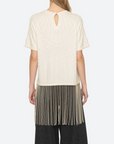 Carlotta Embellished Short Sleeve Fringe Top