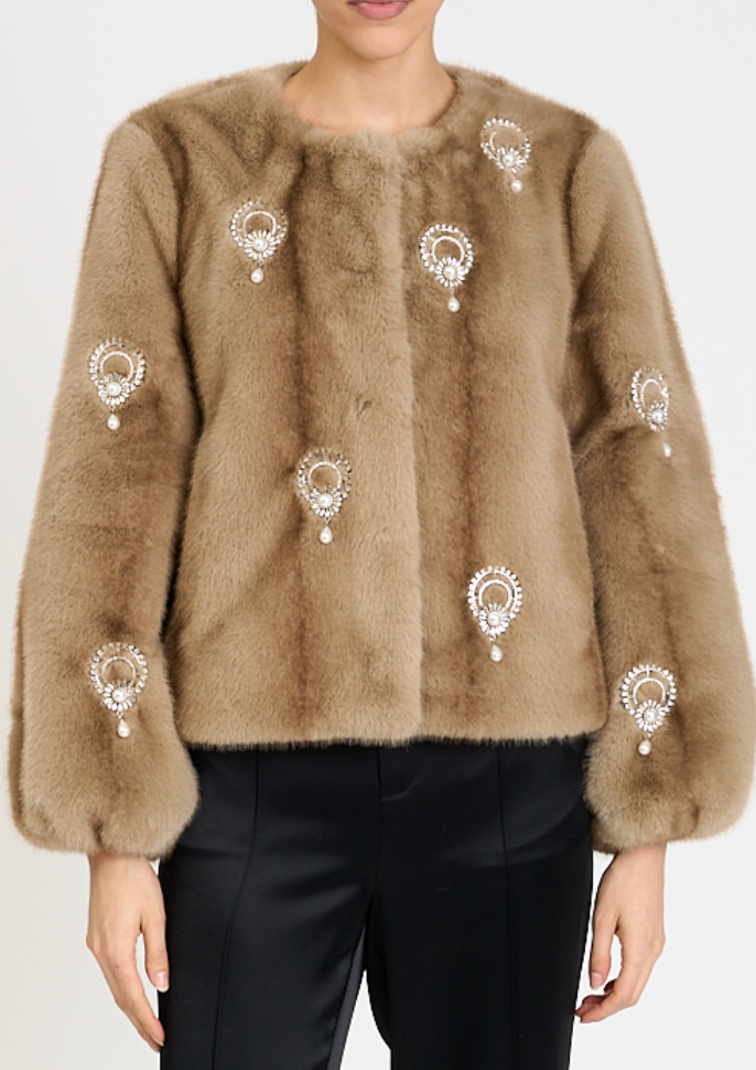 Pearl Drop Faux Mink Benson Coat