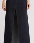 Rye High Waist Faux Leather & Denim Maxi Skirt